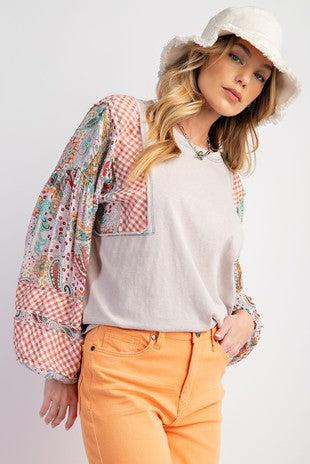Mix Print Mineral Washed Top