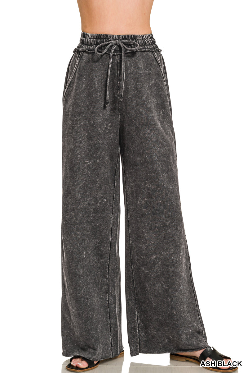 Acid Wash Sweat Pants - Black