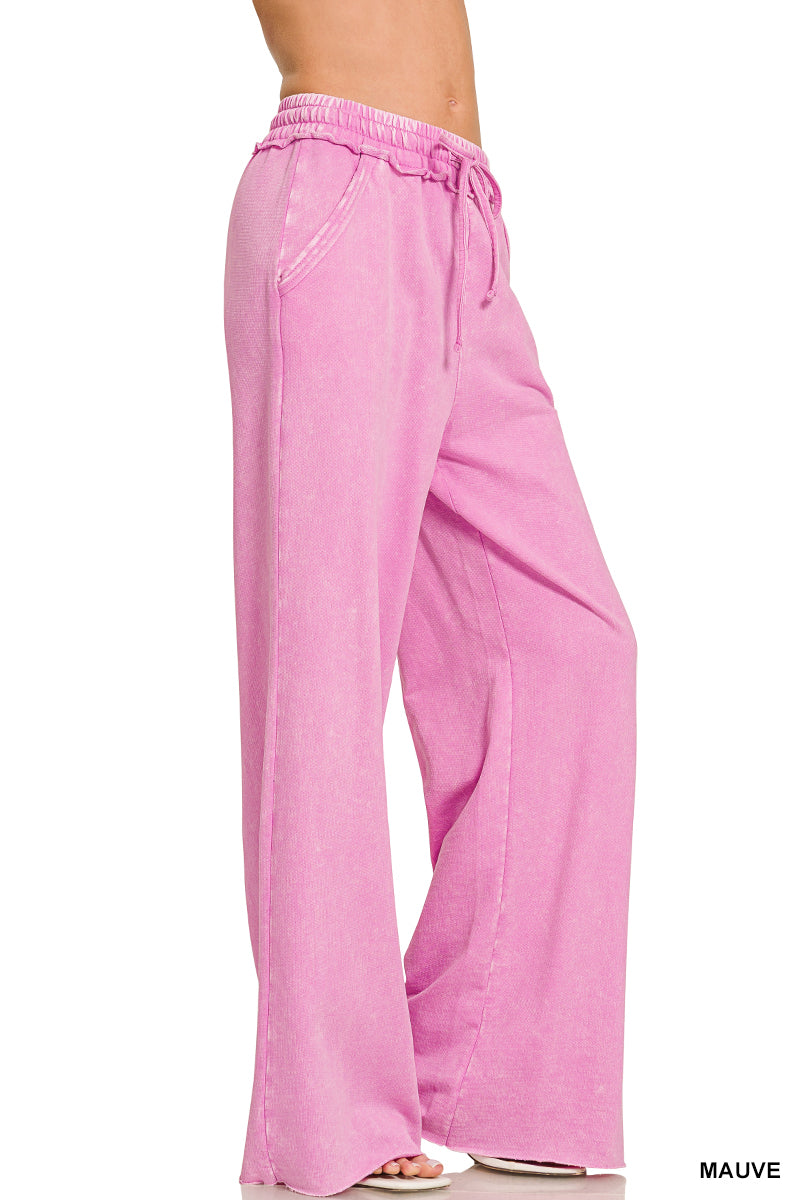 Acid Wash Sweat Pants - Mauve