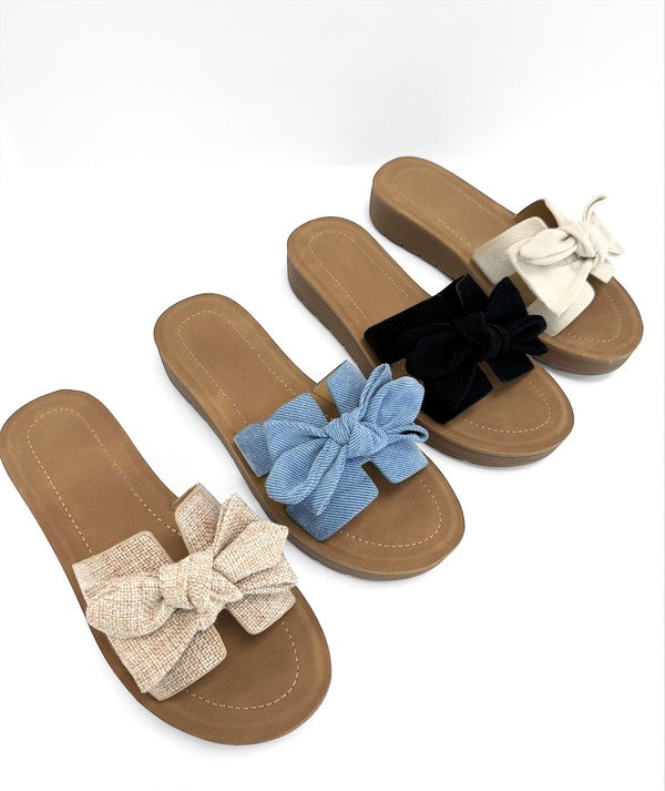 Beige Bow Sandals
