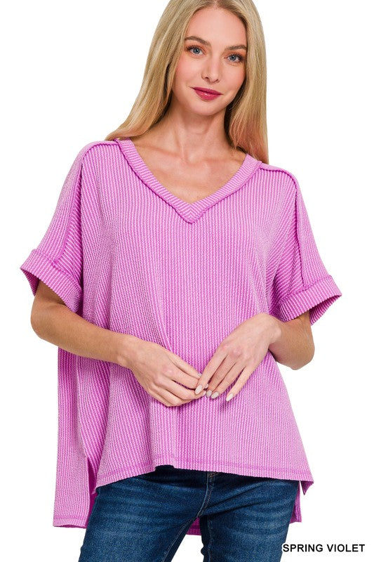 Ribbed VNeck Hi Low