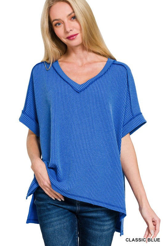 Ribbed VNeck Hi Low