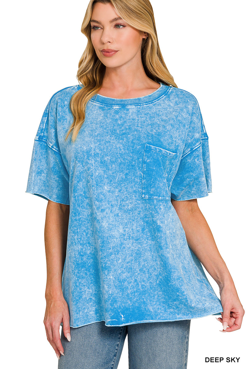 Acid Wash Pocket Tee - Deep Sky