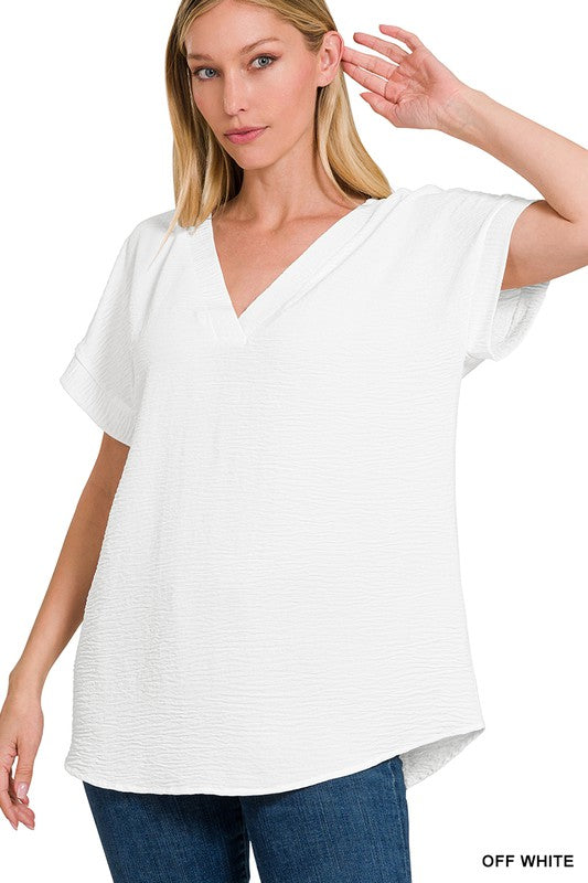 Woven VNeck Top