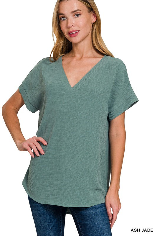 Woven VNeck Top