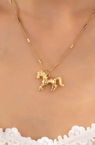 Gold Horse Pendant Necklace