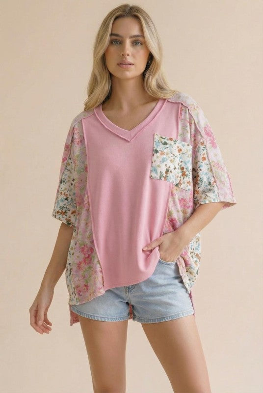 Plus Floral Top With Pocket