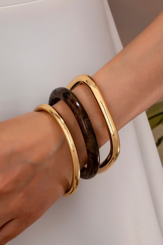 Tort & Gold Bangle Set