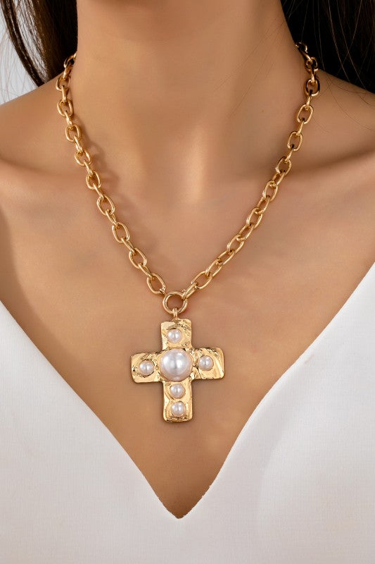 Pearl Cross Necklace