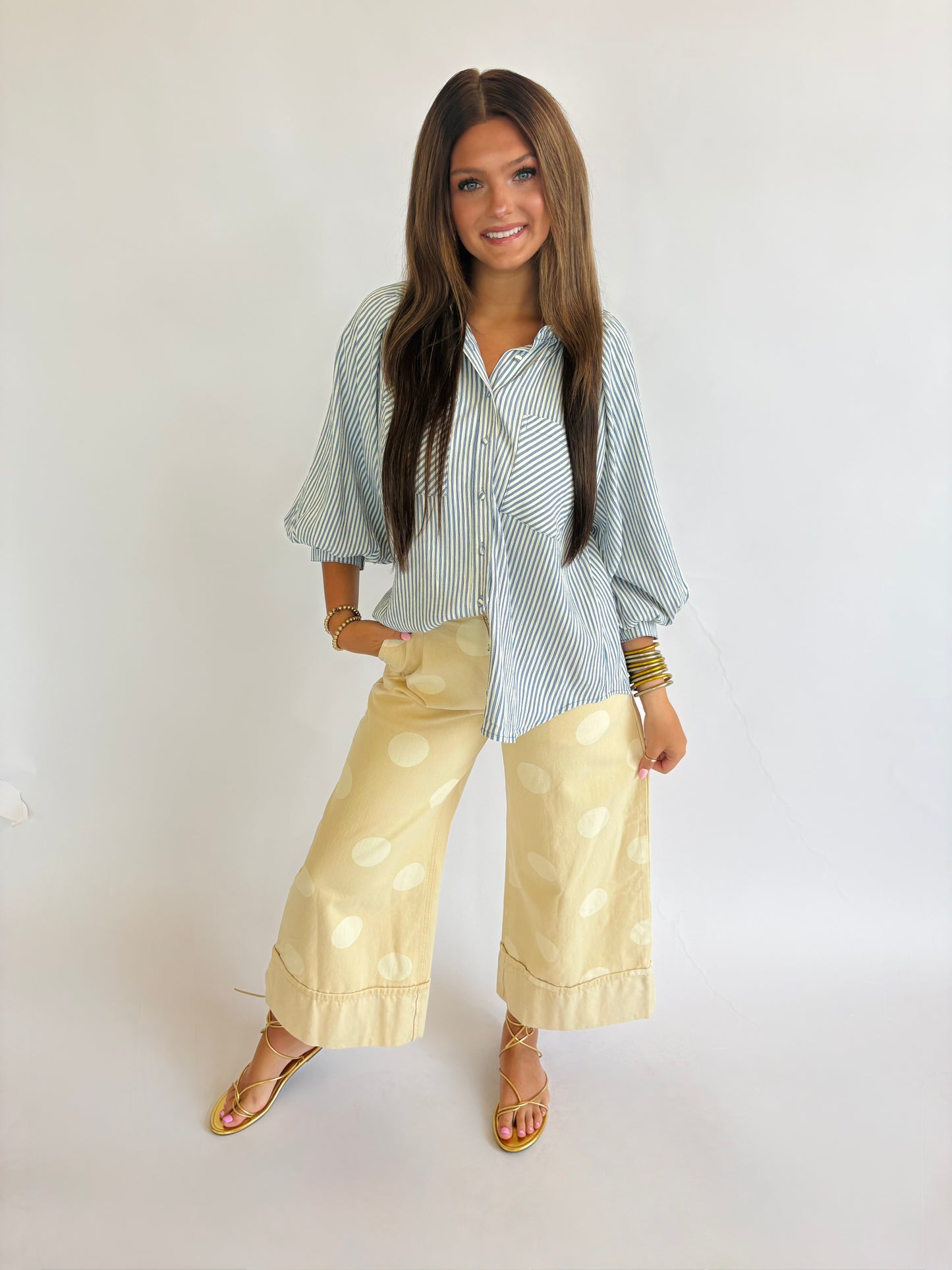 Striped Button Down Blouse