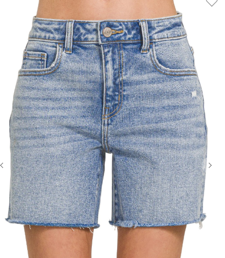 Mid Rise Denim Shorts