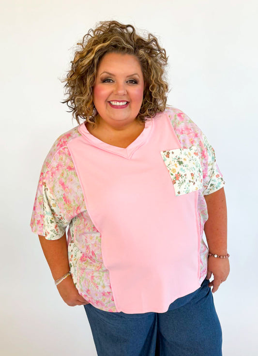 Plus Floral Top With Pocket
