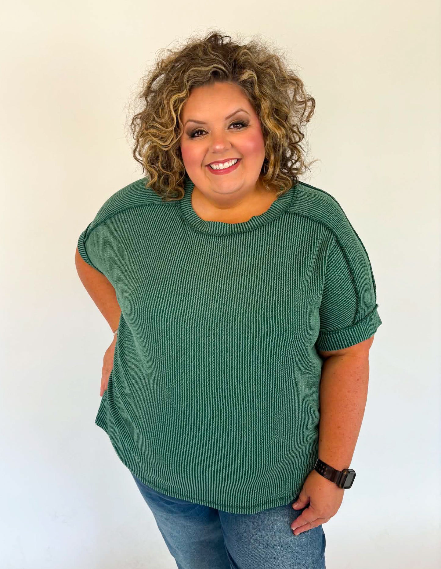 Plus Ribbed Cuff Sleeve - Hunter Green