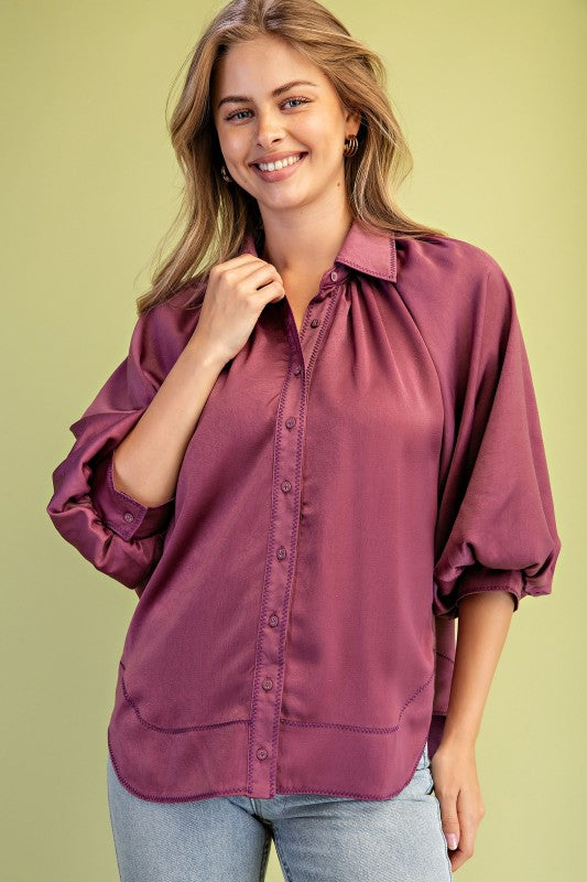 Grape Satin Top
