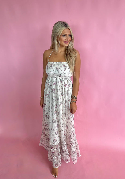 Long Open Back Dress - Floral