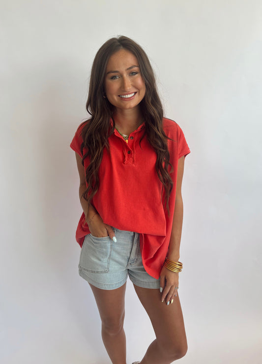 Sleeveless Polo-Red