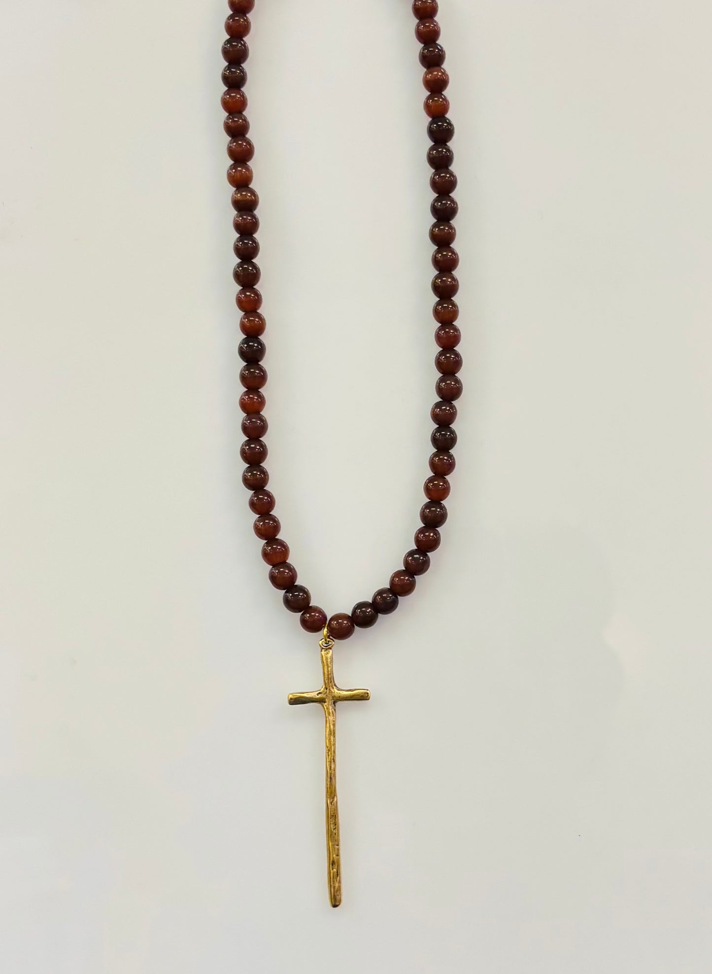 Brown Cross Necklace Made By MC