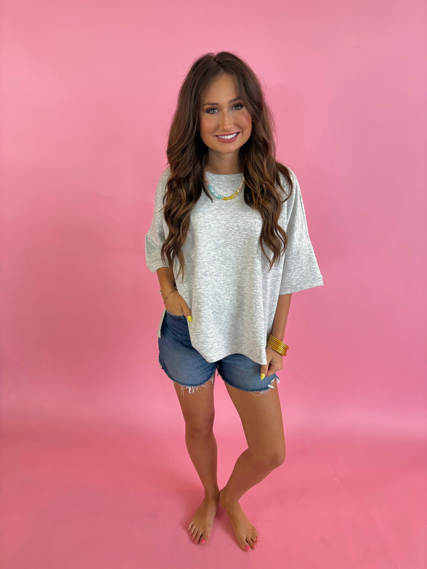 Scuba Side Slit Top - Gray