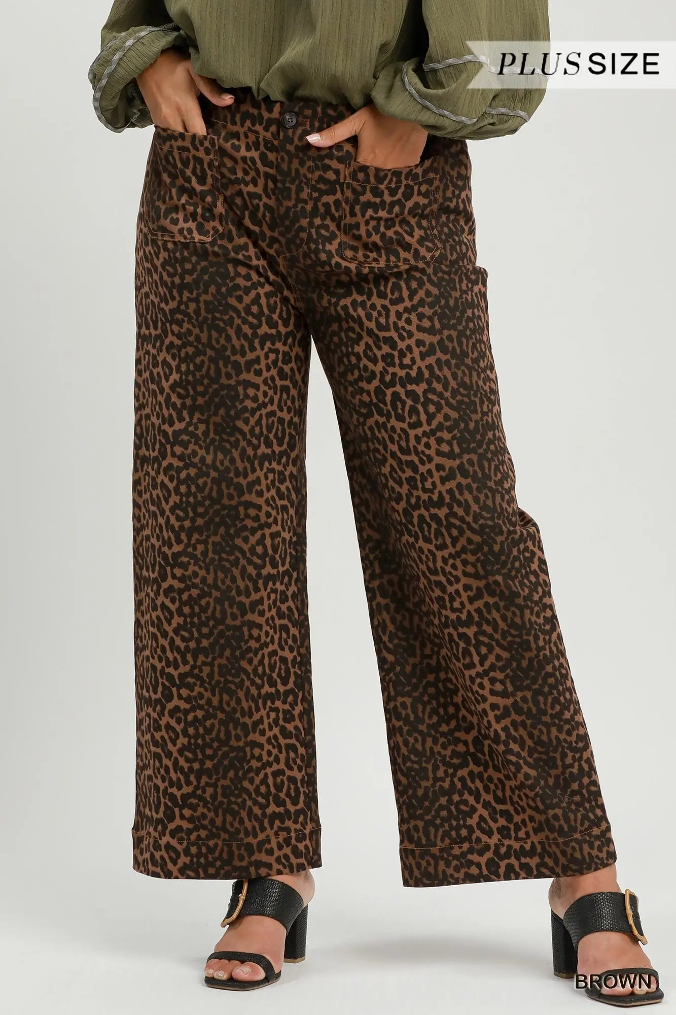 Plus Leopard Denim Pant