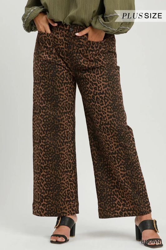 Plus Leopard Denim Pant