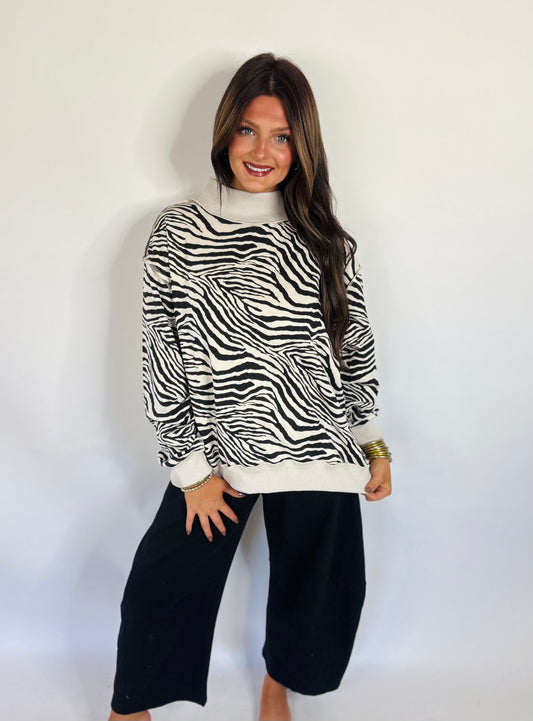 Zebra Mock Neck