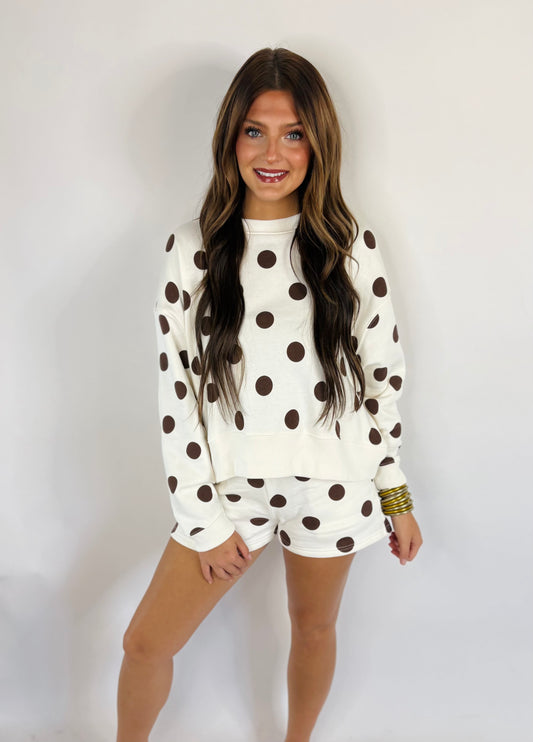 Polka Dot Shorts Set-Cream
