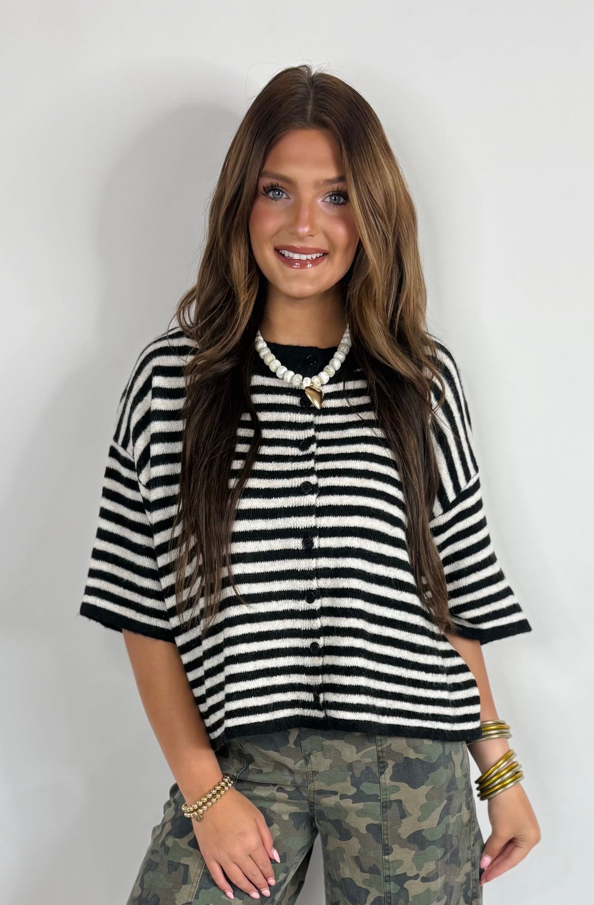Short Sleeve Cardigan-Black