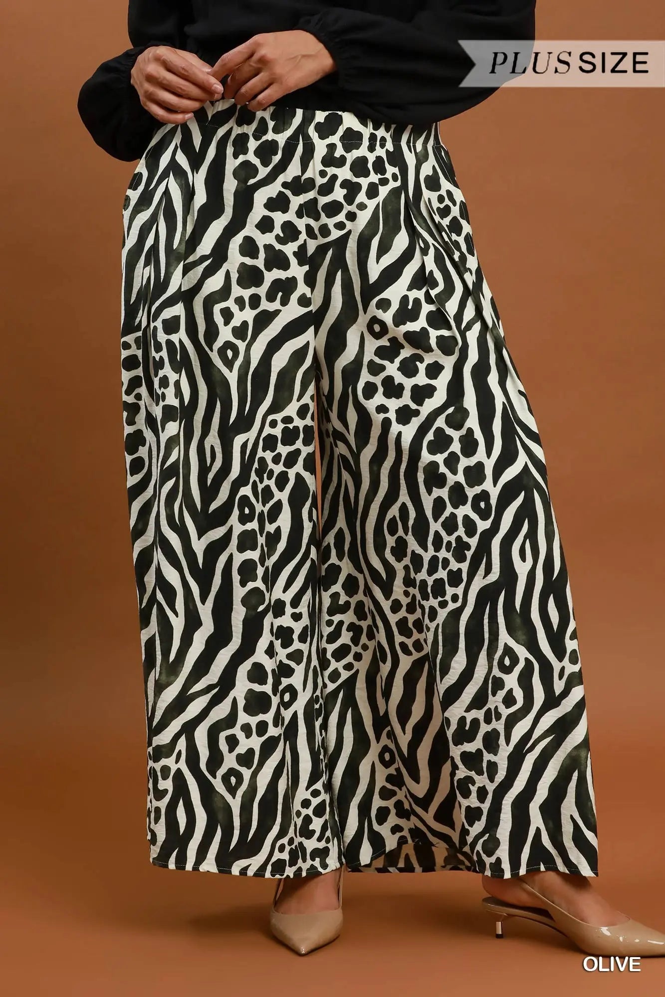Plus Olive Zebra Pant