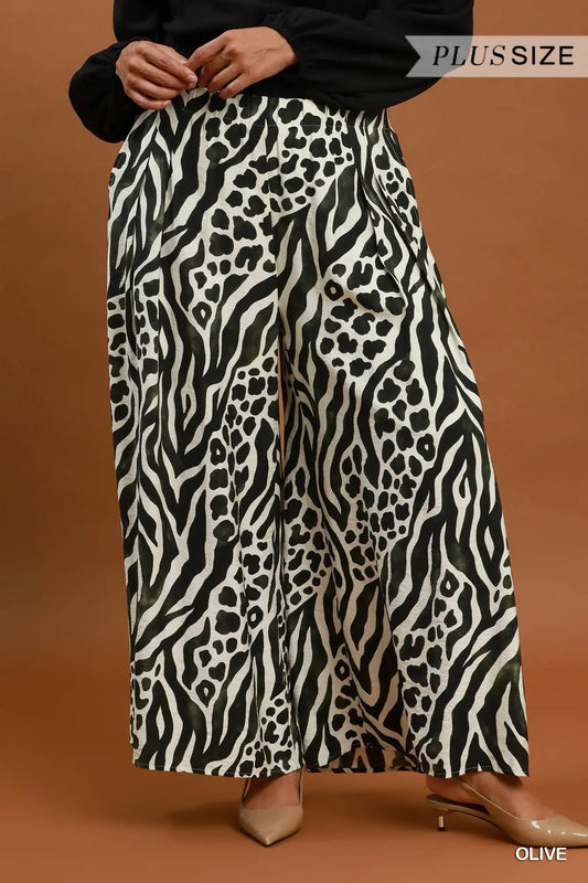 Plus Olive Zebra Pant