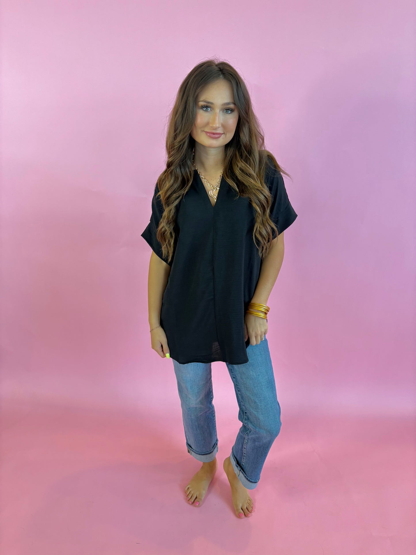 Zenana Air Flow VNeck - Black