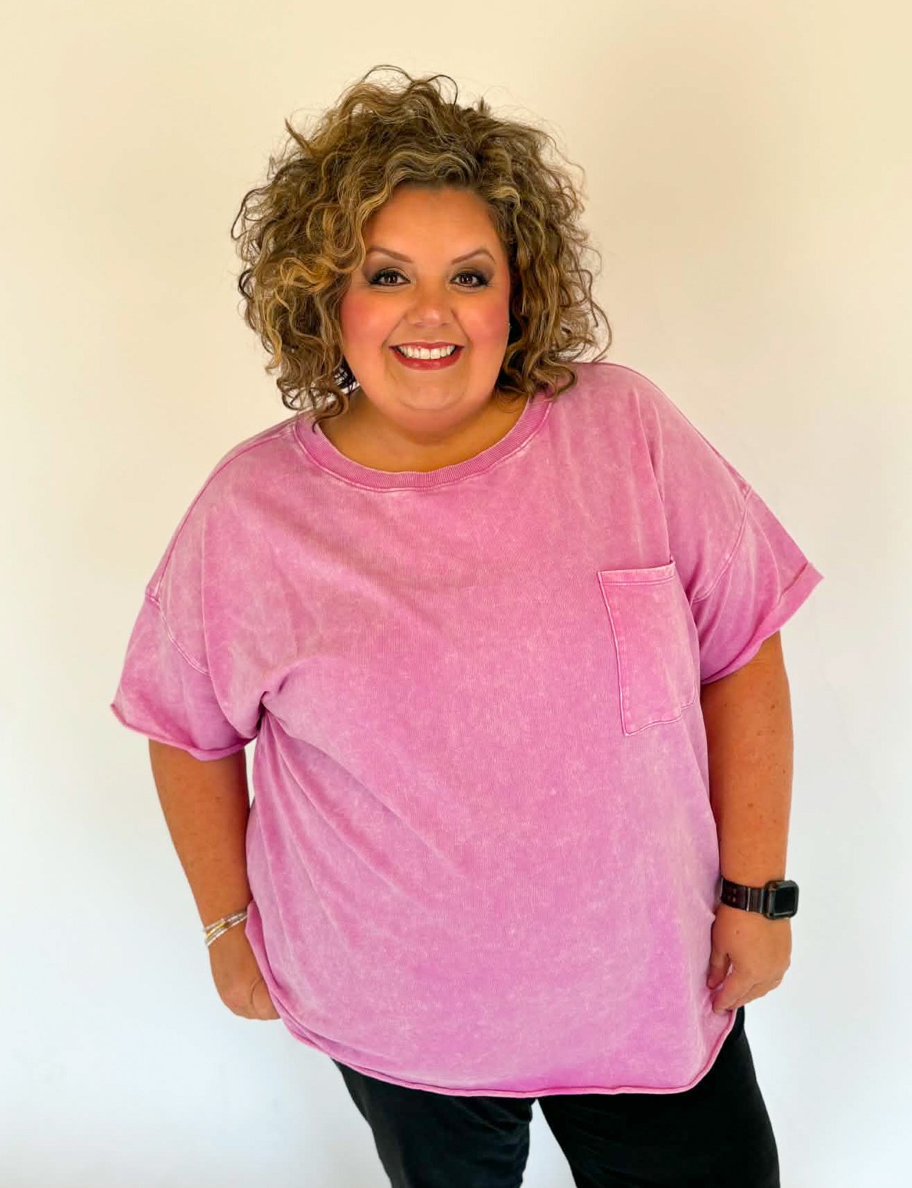 Plus French Terry Top - bright Mauve