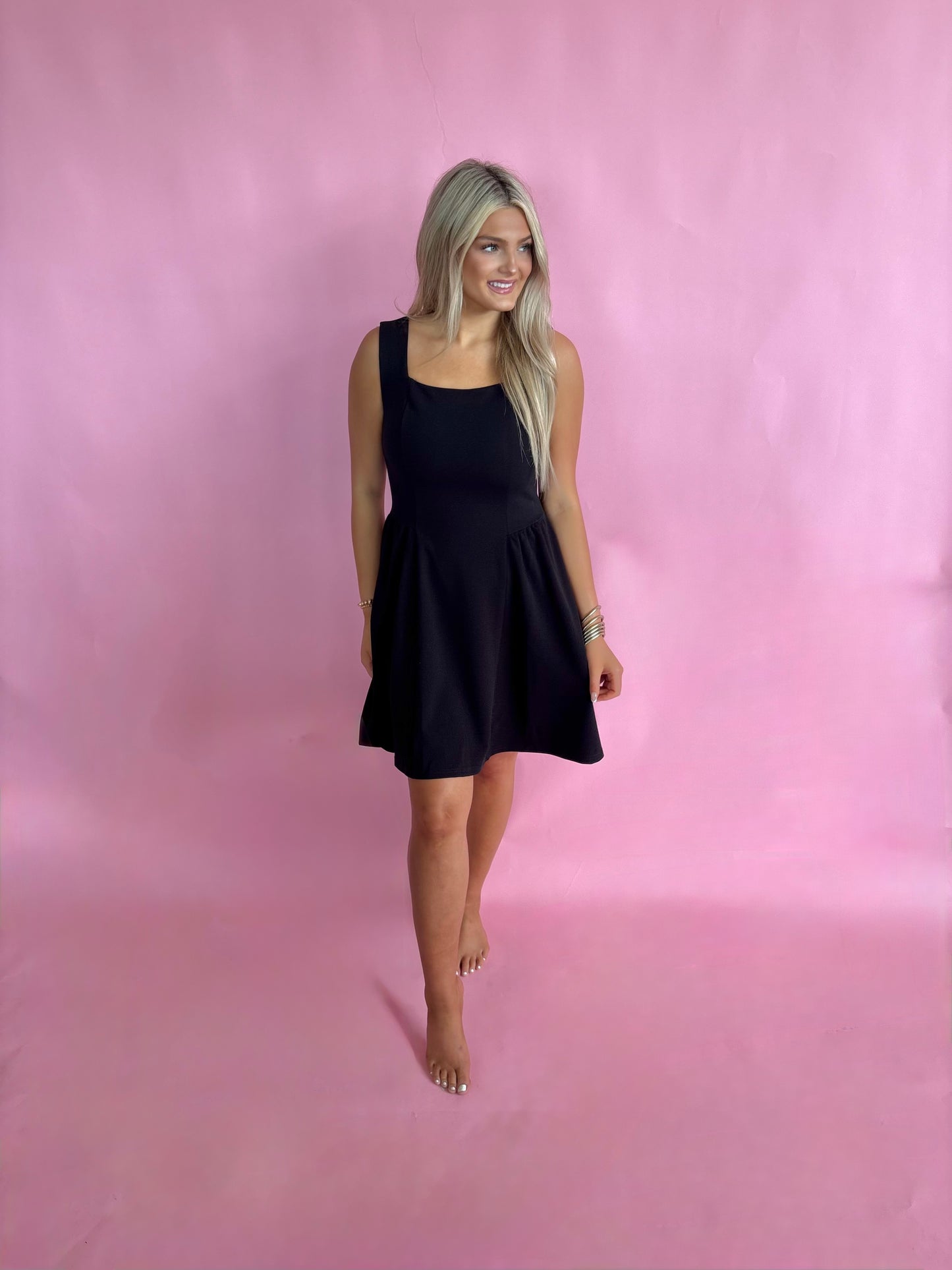 Black Square Neck Dress