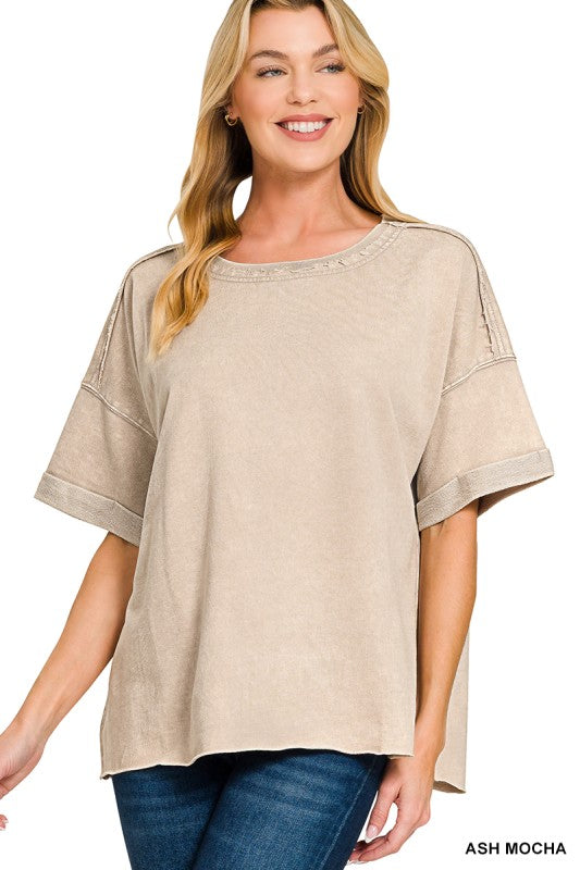 Zenana Folded Sleeve Top