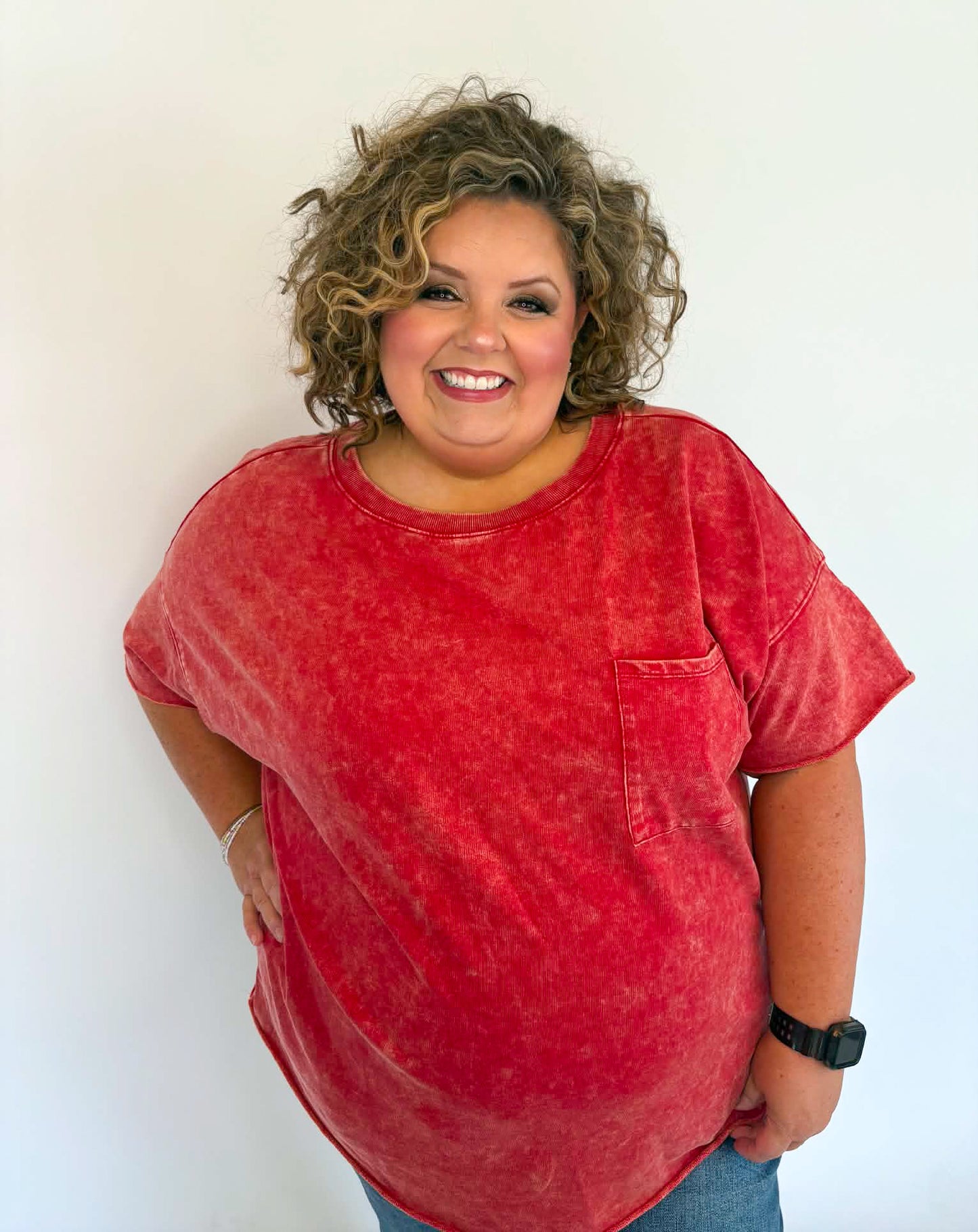 Plus French Terry Top - Dk Red