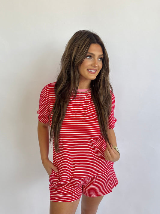 Loose Fit Set-Red/Pink