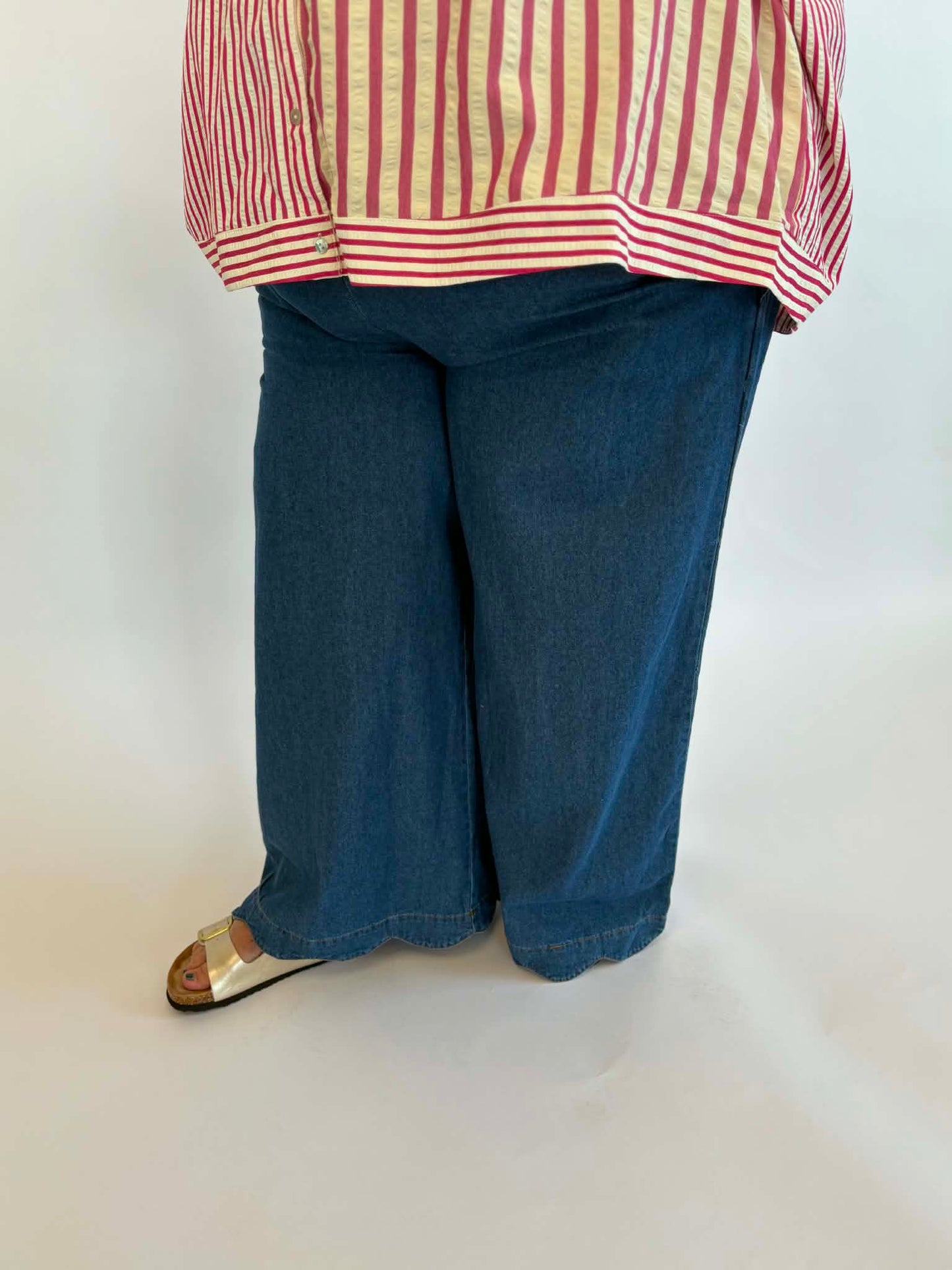 Plus Denim Scalloped Pant