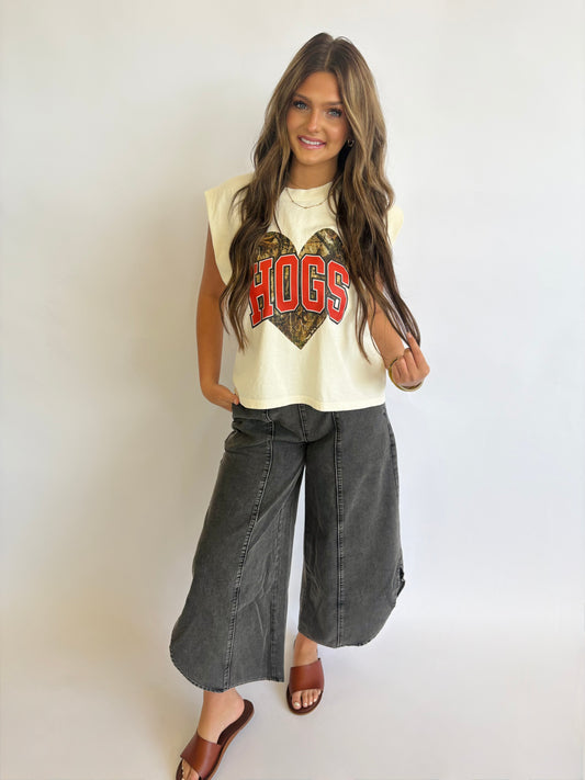 LovLov Charcoal Lace Trim Pant