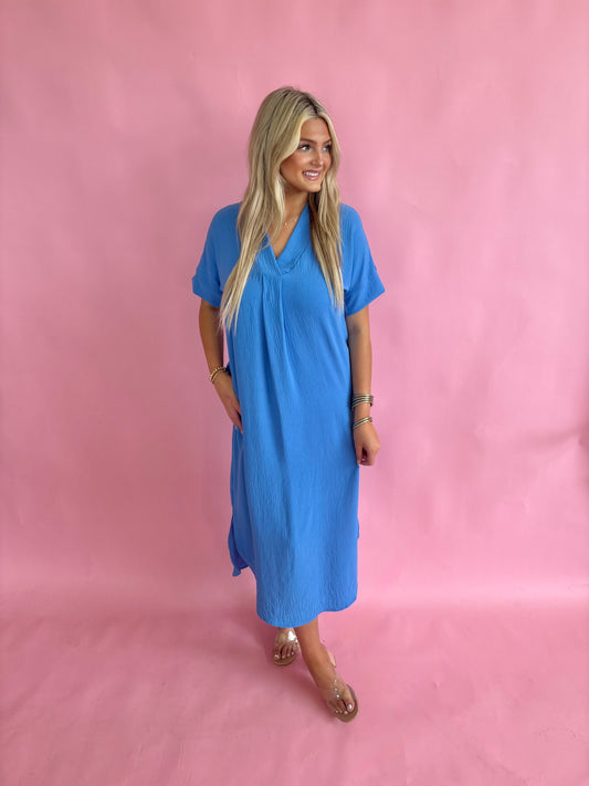 Blue Linen Dress
