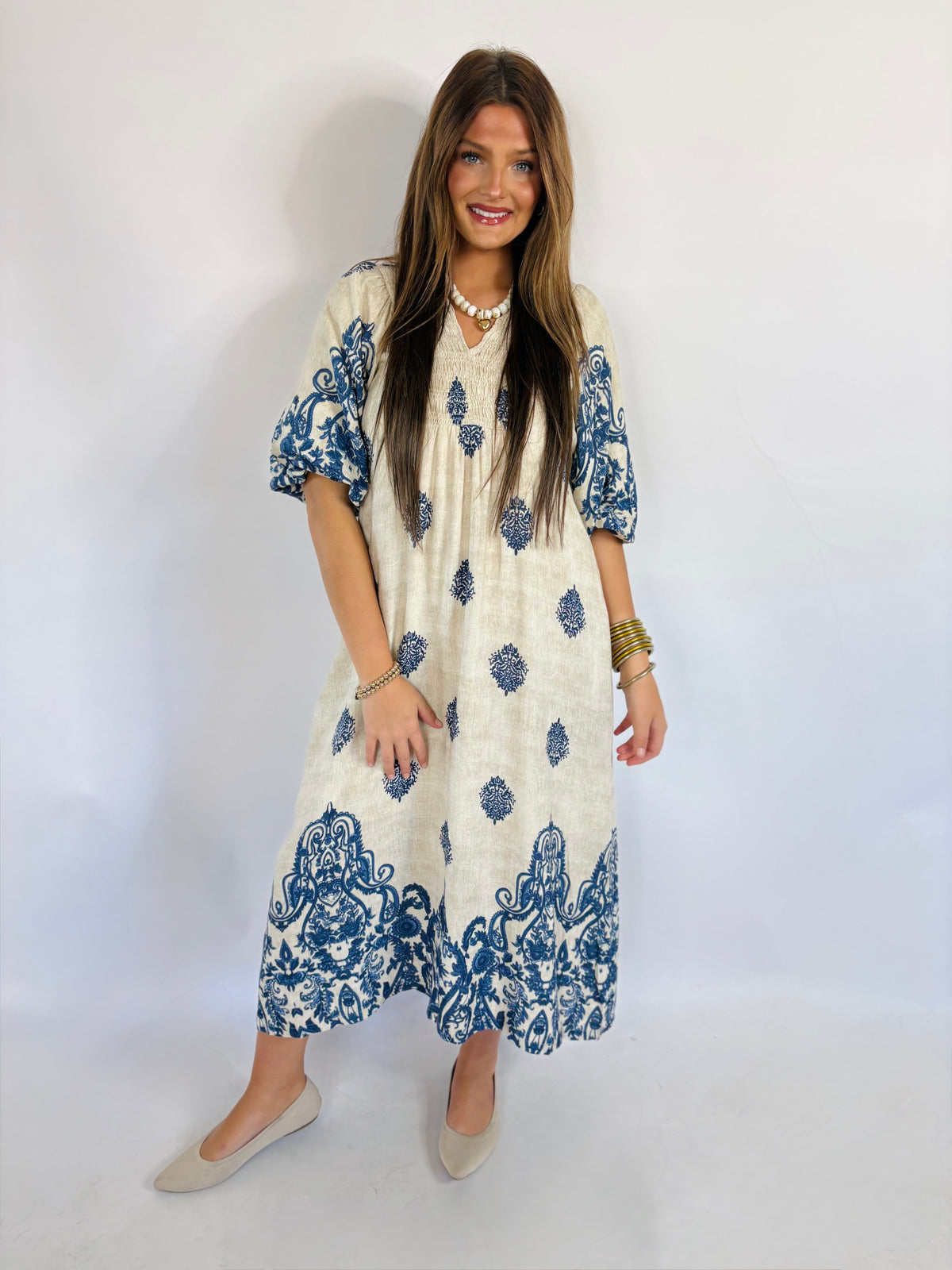 Umgee Tan/Blue Dress
