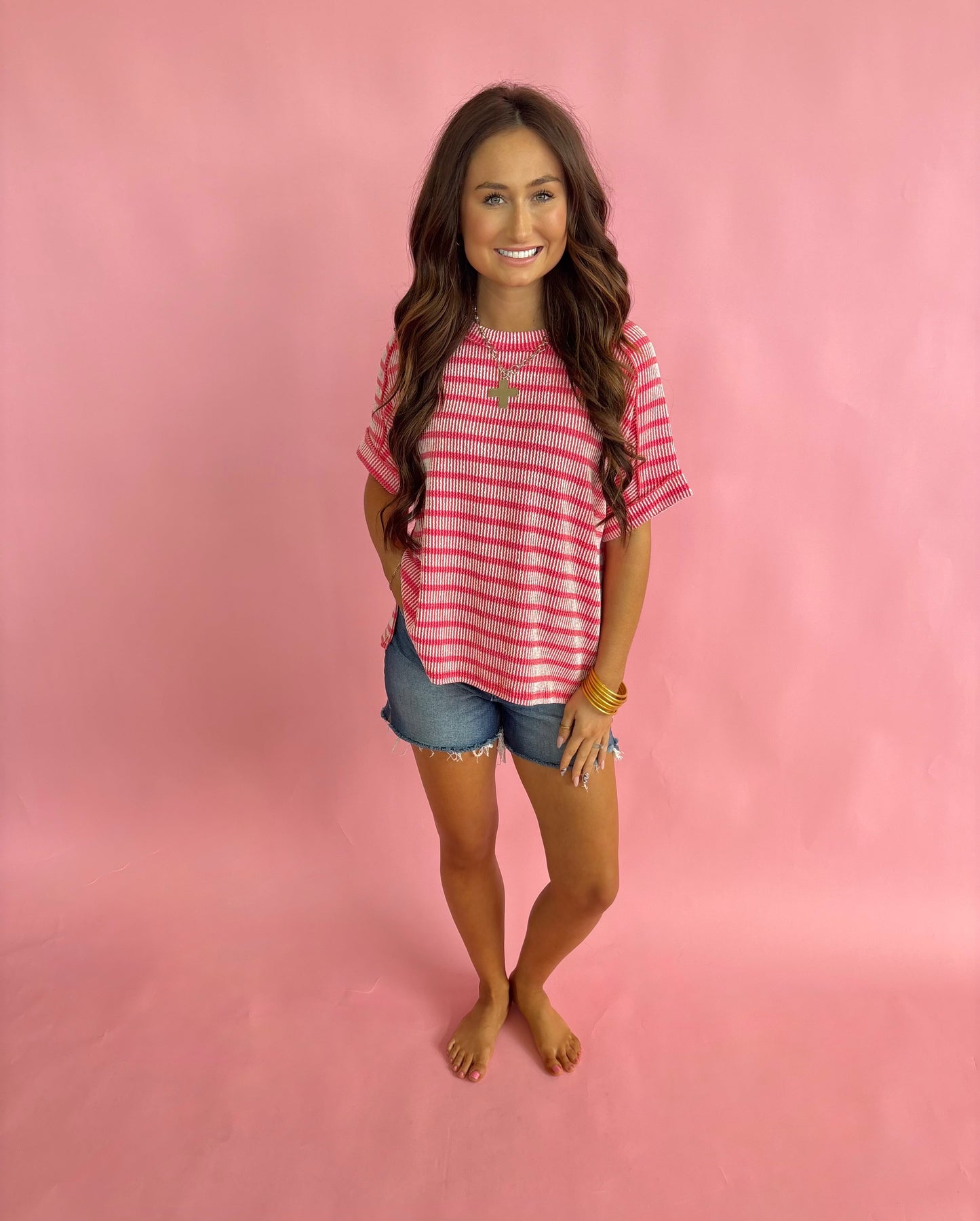 Zenana Stripe Top - Coral