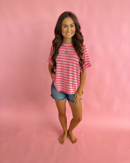 Zenana Stripe Top - Coral
