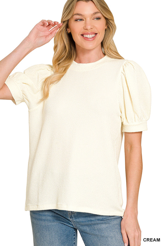 Puffy Sleeve Top - Cream