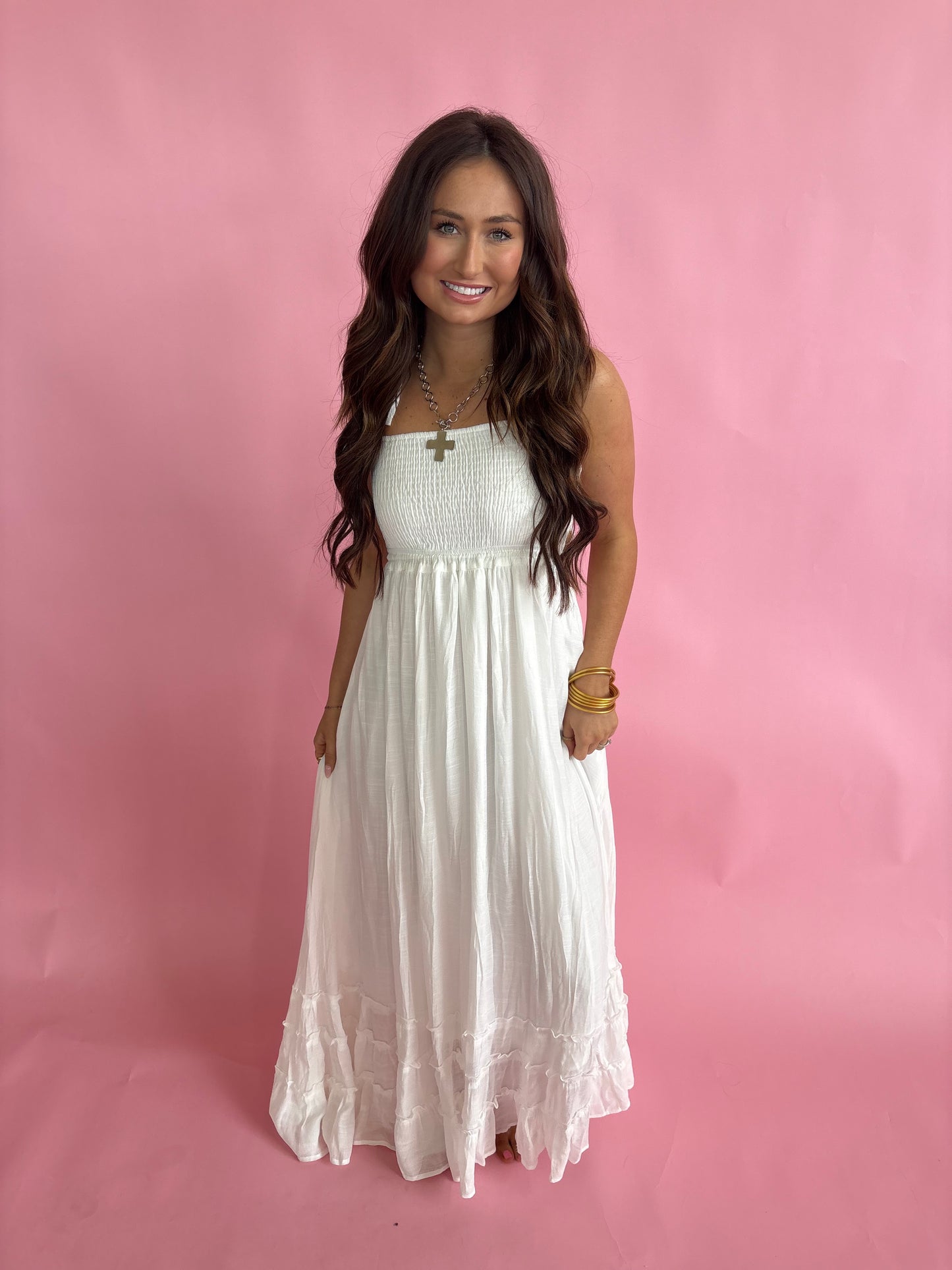 Long Open Back dress - White