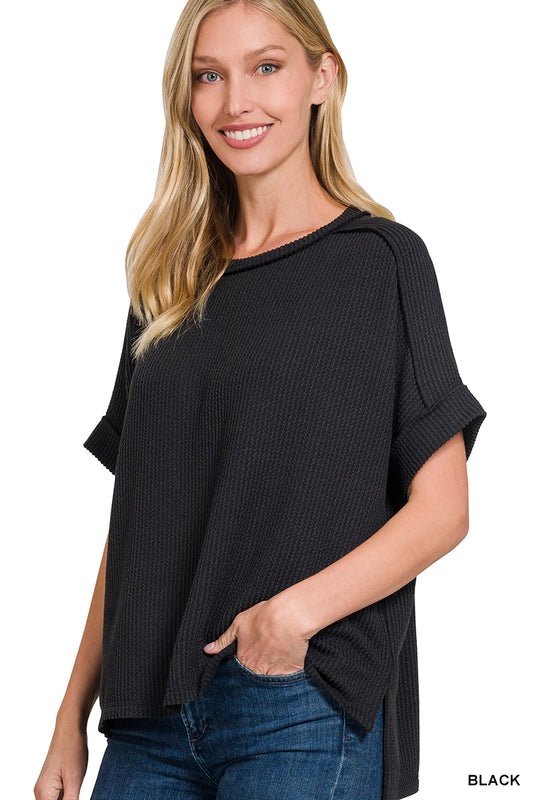 Zenana Rib Top-Black
