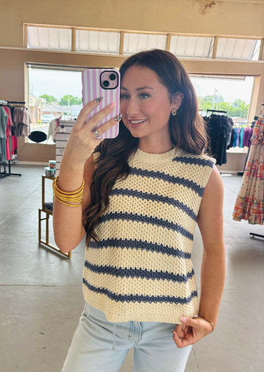 Waffle Knit Stripe Top