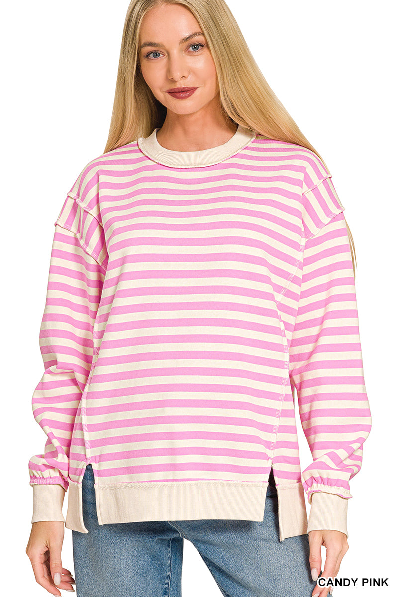 Stripe Sweatshirt-Pink