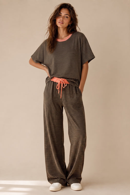 Chocolate Pant Stripe Set