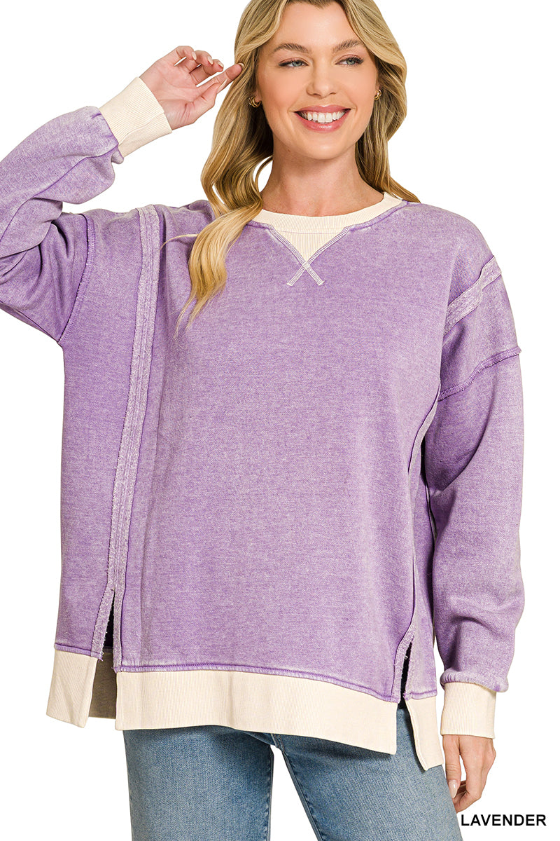 Acid Wash Sweatshirt-Lav