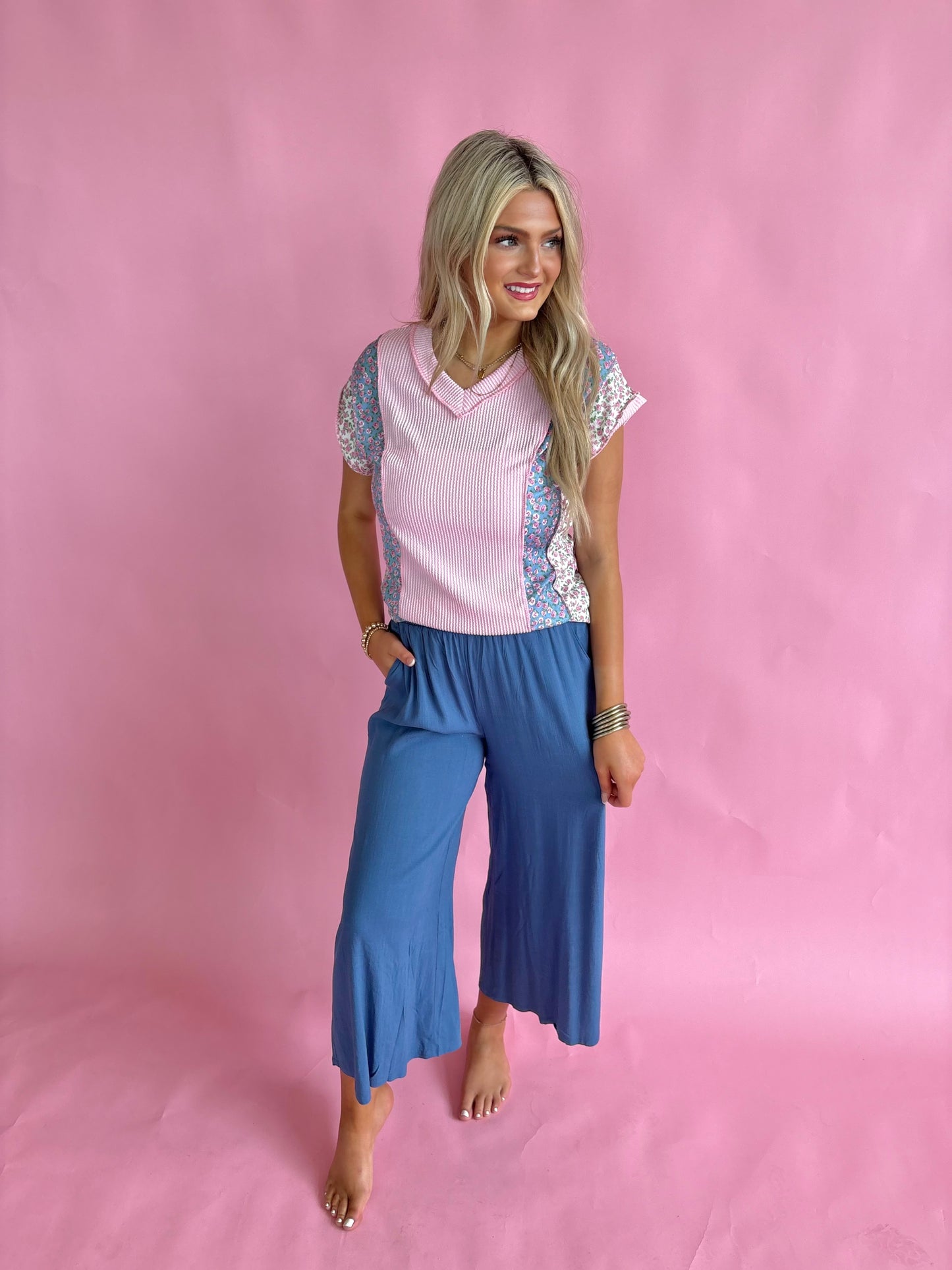 Haptics Floral Rib Top