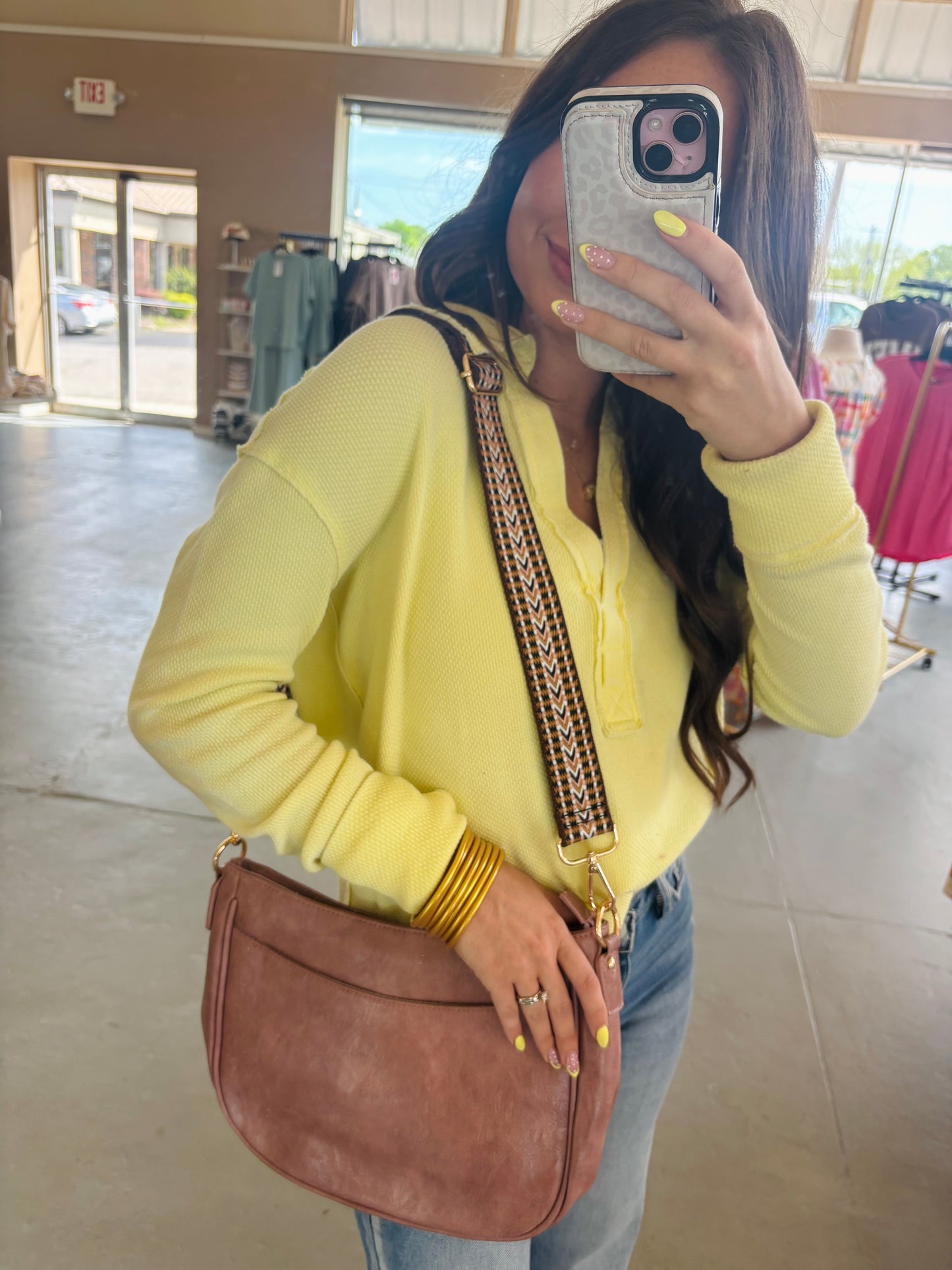 Leather Messenger Bag - Lt Rose